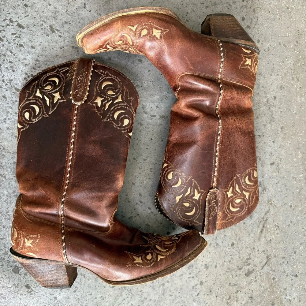 Durango Brown Leather Cowgirl Boots | Western | Size 9 - Picture 3 of 5